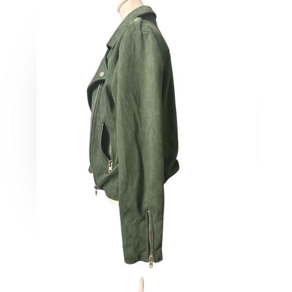 Blu Pepper Faux Suede Moto Jacket wide side zippered pockets Women’s size Large - Picture 5 of 10